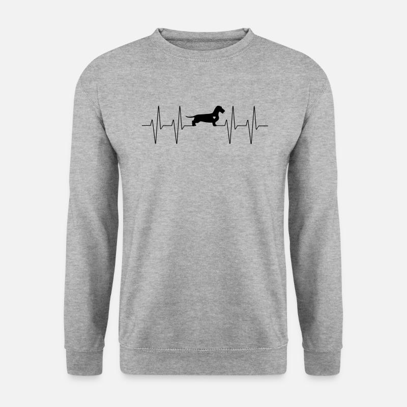 Dackel Herzschlag - Unisex Pullover - Weißgrau meliert