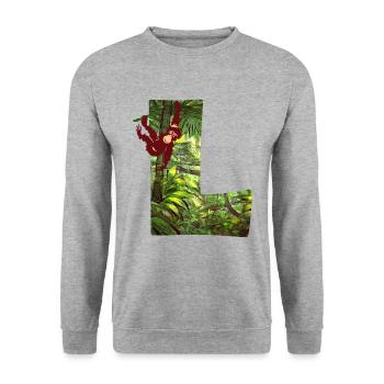 jungle avec affe l - Sweat-shirt Unisexe - gris chiné - Devant - Alina (178cm) & Michal (187cm)