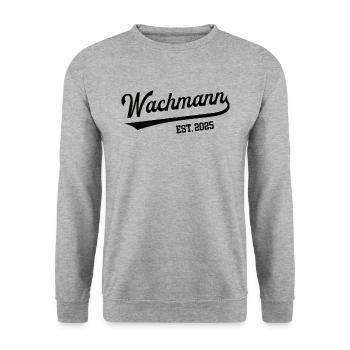Wachmann 2025 Beruf Sicherheitsdienst Wachdienst - Unisex Pullover - Weißgrau meliert - Vorne - Alina (178cm) & Michal (187cm)