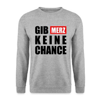 gib merz keine chance - Unisex Pullover - Weißgrau meliert - Vorne - Alina (178cm) & Michal (187cm)