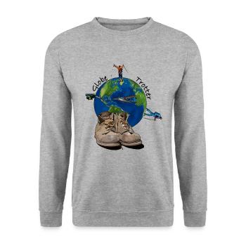 Globetrotter Voyages Tours du monde t-shirt - Sweat-shirt Unisexe - gris chiné - Devant - Alina (178cm) & Michal (187cm)
