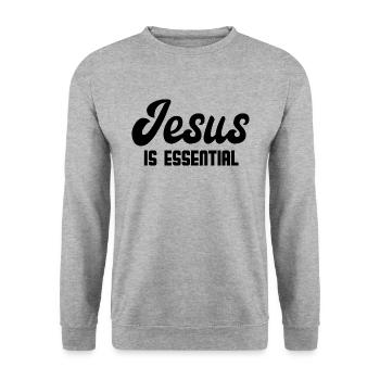 Jesus Is Essential - Unisex Pullover - Weißgrau meliert - Vorne - Alina (178cm) & Michal (187cm)