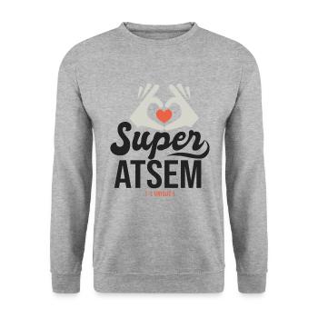 Super ATSEM l unique cadeau atsm - Sweat-shirt Unisexe - gris chiné - Devant - Alina (178cm) & Michal (187cm)