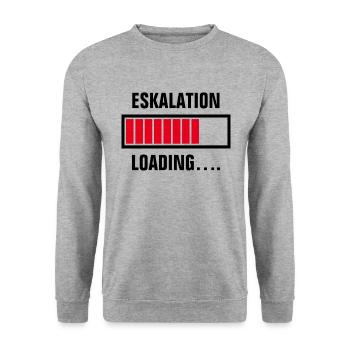 ESKALATION LOADING - ESKALIEREN - ESKALIERT - Unisex Pullover - Weißgrau meliert - Vorne - Alina (178cm) & Michal (187cm)