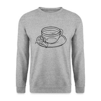 Tee Geschenk Zitrone Tasse Teebeutel Geschenkidee - Unisex Pullover - Weißgrau meliert - Vorne - Alina (178cm) & Michal (187cm)