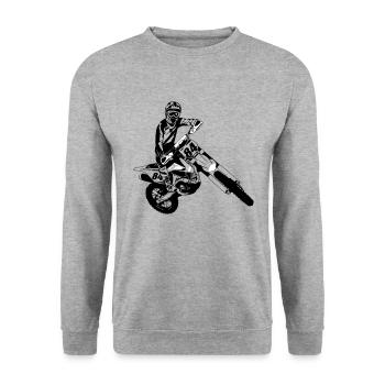 MotoCross - Supercross - MX - SX - FMX - Unisex Pullover - Weißgrau meliert - Vorne - Alina (178cm) & Michal (187cm)