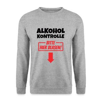 Alkoholkontrolle Suff Party Gruppe Alkohol Blasen - Unisex Pullover - Weißgrau meliert - Vorne - Alina (178cm) & Michal (187cm)