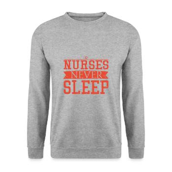 Nurses Never Sleep Dank an alle Krankenschwestern - Unisex Pullover - Weißgrau meliert - Vorne - Alina (178cm) & Michal (187cm)