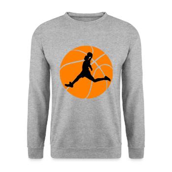 Basketballer Geschenk Idee - 14 SO - Unisex Pullover - Weißgrau meliert - Vorne - Alina (178cm) & Michal (187cm)