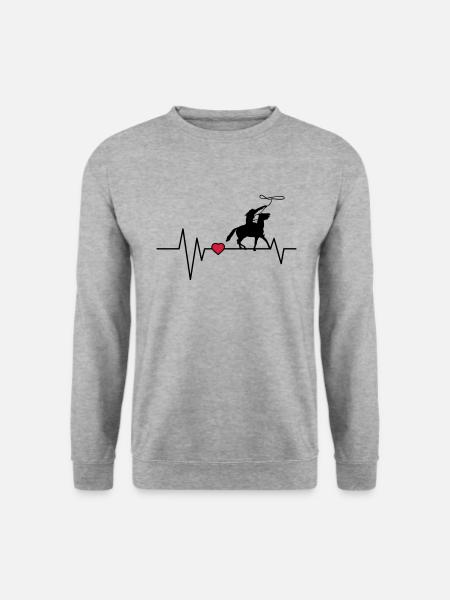 Herzschlag Westernreiter - Unisex Pullover - Weißgrau meliert
