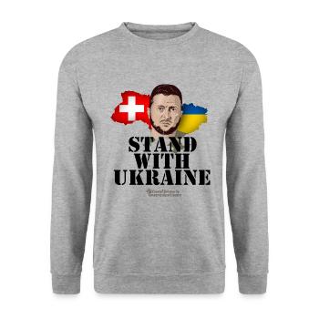 Ukraine Suisse Supporters Design - Sweat-shirt Unisexe - gris chiné - Devant - Alina (178cm) & Michal (187cm)