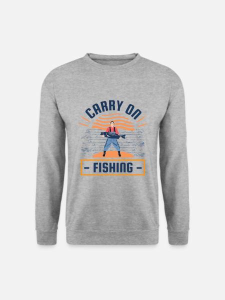 T-Shirt fischen weiter, T-Shirt Fischer - Unisex Pullover - Weißgrau meliert