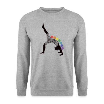 YOGA CHAKRA - Unisex Pullover - Weißgrau meliert - Vorne - Alina (178cm) & Michal (187cm)