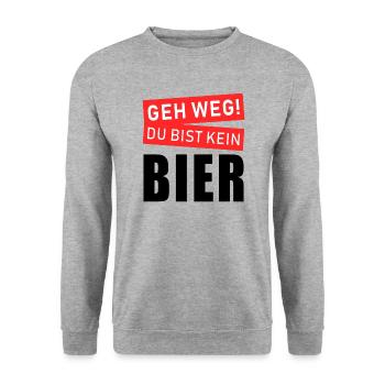 Geh weg du bis kein Bier - Party Bierliebhaber - Unisex Pullover - Weißgrau meliert - Vorne - Alina (178cm) & Michal (187cm)