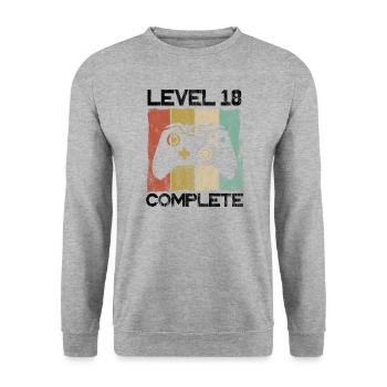 Level 18 complete birthday present - Unisex Sweatshirt - salt & pepper - Front - Alina (178cm) & Michal (187cm)
