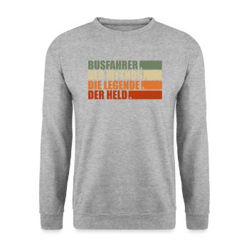 Les chauffeurs de bus du mythe de la légende du héros bus - Sweat-shirt Unisexe - gris chiné - Devant - Alina (178cm) & Michal (187cm)