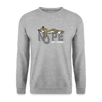 Katze, lustiger Nope Spruch für Katzenliebhaber - Unisex Pullover - Weißgrau meliert - Vorne - Alina (178cm) & Michal (187cm)