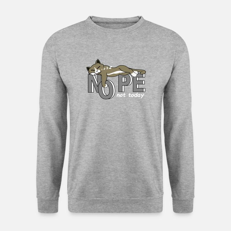 Katze, lustiger Nope Spruch für Katzenliebhaber - Unisex Pullover - Weißgrau meliert