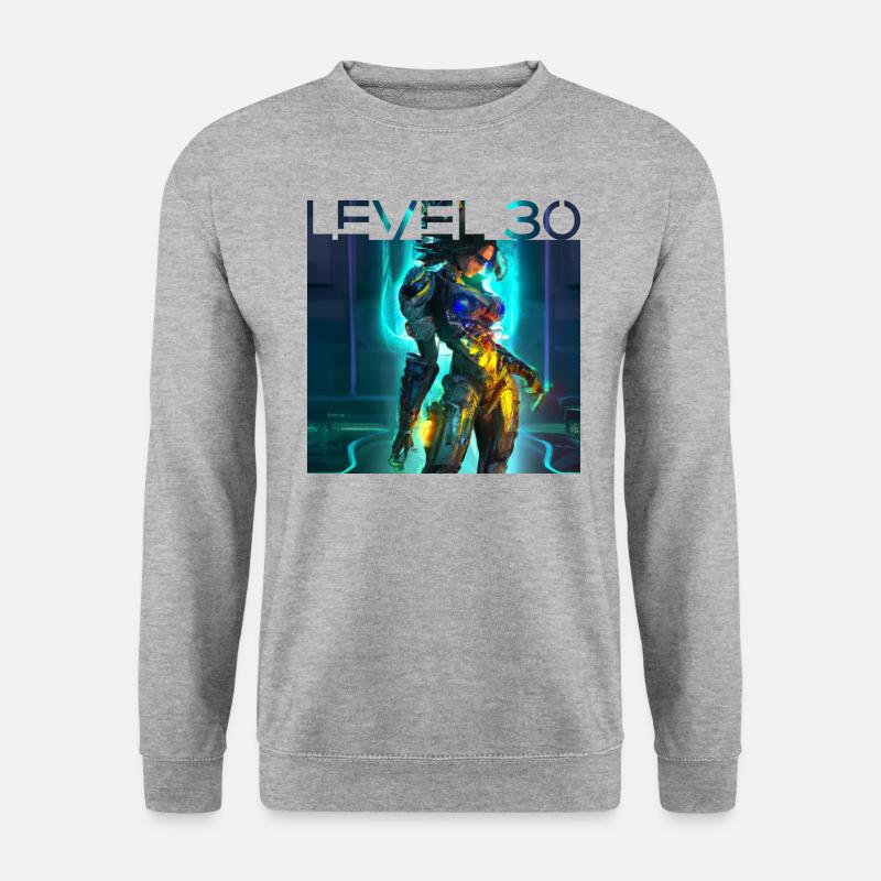 Gaming Heldin - LEVEL 30 - Unisex Pullover - Weißgrau meliert