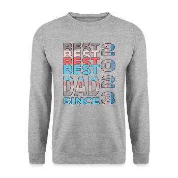 Bester Papa der Welt seit 2023 Vatertag Geburtstag - Unisex Pullover - Weißgrau meliert - Vorne - Alina (178cm) & Michal (187cm)