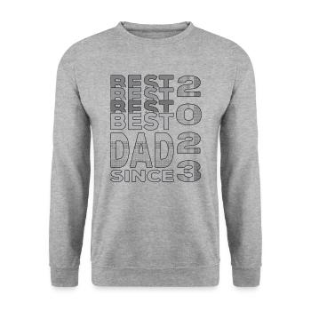 Bester Papa der Welt seit 2023 Vatertag Geburtstag - Unisex Pullover - Weißgrau meliert - Vorne - Alina (178cm) & Michal (187cm)
