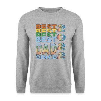Bester Papa der Welt seit 2022 Vatertag Geburtstag - Unisex Pullover - Weißgrau meliert - Vorne - Alina (178cm) & Michal (187cm)