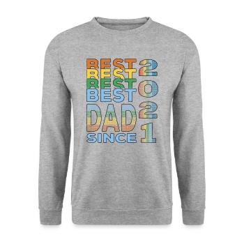 Meilleur papa du monde depuis l’anniversaire de la fête des pères 2021 - Sweat-shirt Unisexe - gris chiné - Devant - Alina (178cm) & Michal (187cm)