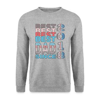 Bester Papa der Welt seit 2018 Vatertag Geburtstag - Unisex Pullover - Weißgrau meliert - Vorne - Alina (178cm) & Michal (187cm)