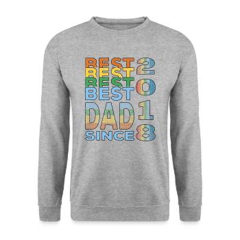 Bester Papa der Welt seit 2018 Vatertag Geburtstag - Unisex Pullover - Weißgrau meliert - Vorne - Alina (178cm) & Michal (187cm)