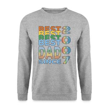 Bester Papa der Welt seit 2007 Vatertag Geburtstag - Unisex Pullover - Weißgrau meliert - Vorne - Alina (178cm) & Michal (187cm)