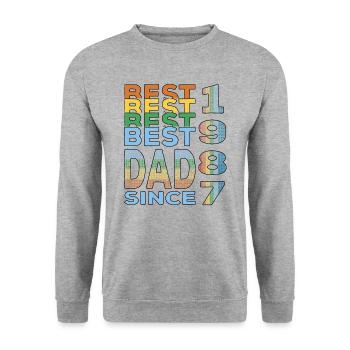 Bester Papa der Welt seit 1987 Vatertag - Unisex Pullover - Weißgrau meliert - Vorne - Alina (178cm) & Michal (187cm)