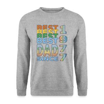 Bester Papa der Welt seit 1977 Vatertag Geburtstag - Unisex Pullover - Weißgrau meliert - Vorne - Alina (178cm) & Michal (187cm)