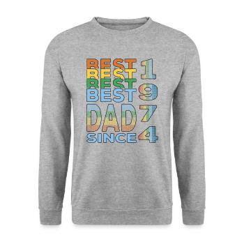 Meilleur papa du monde depuis 1974 anniversaire de la fête des pères - Sweat-shirt Unisexe - gris chiné - Devant - Alina (178cm) & Michal (187cm)