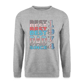 Meilleur papa du monde depuis 1974 anniversaire de la fête des pères - Sweat-shirt Unisexe - gris chiné - Devant - Alina (178cm) & Michal (187cm)