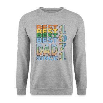 Bester Papa der Welt seit 1971 Vatertag Geburtstag - Unisex Pullover - Weißgrau meliert - Vorne - Alina (178cm) & Michal (187cm)