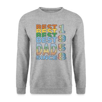 Bester Papa der Welt seit 1958 Vatertag Geburtstag - Unisex Pullover - Weißgrau meliert - Vorne - Alina (178cm) & Michal (187cm)