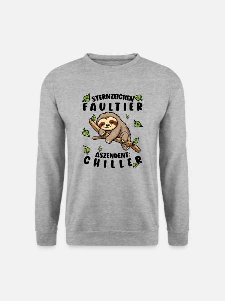 Faultier Lustiger Spruch: Sternzeichen Faultier - Unisex Pullover - Weißgrau meliert