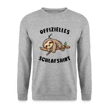 Faultier Lustiger Spruch: Offizielles Schlafshirt - Unisex Pullover - Weißgrau meliert - Vorne - Alina (178cm) & Michal (187cm)