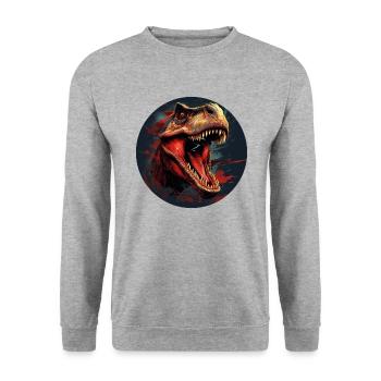 Dinosaurier Dinosaurs Design - Unisex Pullover - Weißgrau meliert - Vorne - Alina (178cm) & Michal (187cm)