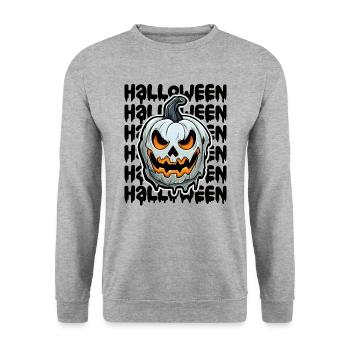 Halloween Design gruselig für die nächste Party - Unisex Pullover - Weißgrau meliert - Vorne - Alina (178cm) & Michal (187cm)