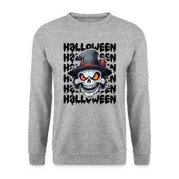 Halloween Design gruselig für die nächste Party - Unisex Pullover - Weißgrau meliert - Vorne - Alina (178cm) & Michal (187cm)