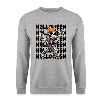 Halloween Design gruselig für die nächste Party - Unisex Pullover - Weißgrau meliert - Vorne - Alina (178cm) & Michal (187cm)