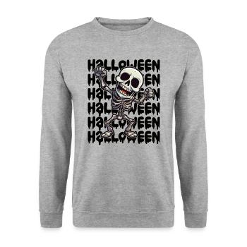 Halloween Design gruselig für die nächste Party - Unisex Pullover - Weißgrau meliert - Vorne - Alina (178cm) & Michal (187cm)