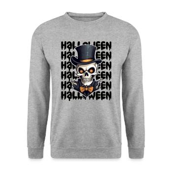 Halloween Design gruselig für die nächste Party - Unisex Pullover - Weißgrau meliert - Vorne - Alina (178cm) & Michal (187cm)