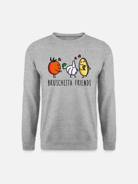 Lustige Bruschetta Freunde - Unisex Pullover - Weißgrau meliert
