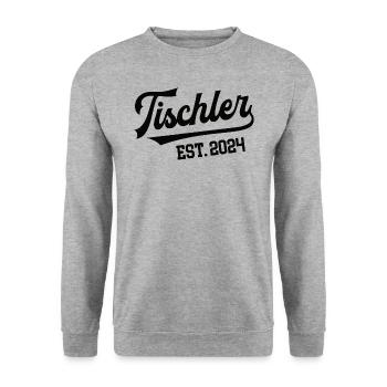 Tischler 2024 Beruf Tischlerei Schreinerei Meister - Unisex Pullover - Weißgrau meliert - Vorne - Alina (178cm) & Michal (187cm)