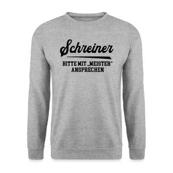 Schreiner Meister Prüfung Bestanden Schreinerei - Unisex Pullover - Weißgrau meliert - Vorne - Alina (178cm) & Michal (187cm)