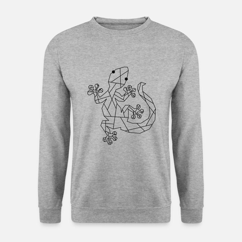 Geometrischer Gecko Polygon Reptil - Unisex Pullover - Weißgrau meliert
