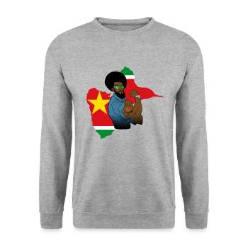 Guadeloupe drapeau Gwada fierté homme afro vintage - Sweat-shirt Unisexe - gris chiné - Devant - Alina (178cm) & Michal (187cm)