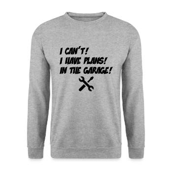 Je ne peux pas avoir de projets dans le garage Fête des pères - Sweat-shirt Unisexe - gris chiné - Devant - Alina (178cm) & Michal (187cm)